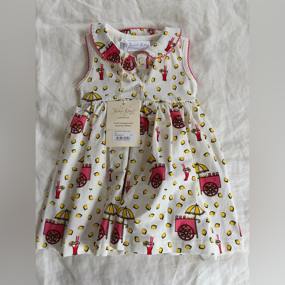 Rachel Riley Lemonade Jersey‎ Dress with Yellow and Pink Print